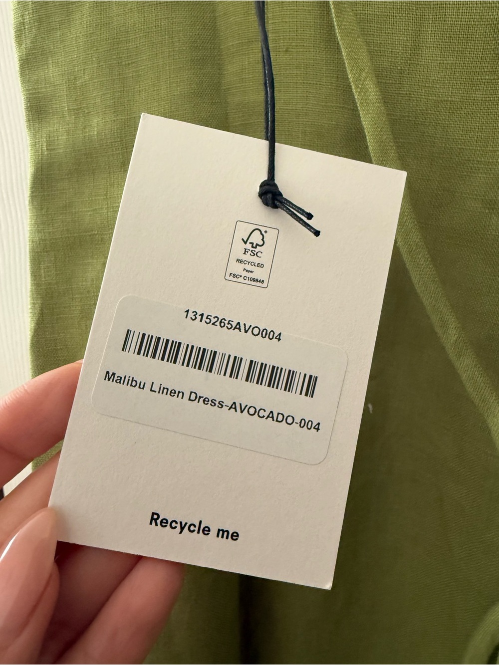 Reformation Malibu Linen Dress in Avocado - Picture 4 of 6